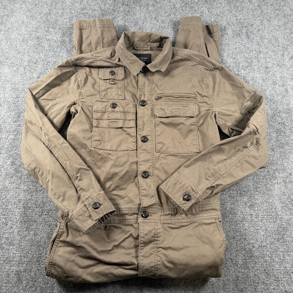 Banana Republic Explorer Flight Suit Mens Medium Tall Brown Utility Jumpsuit